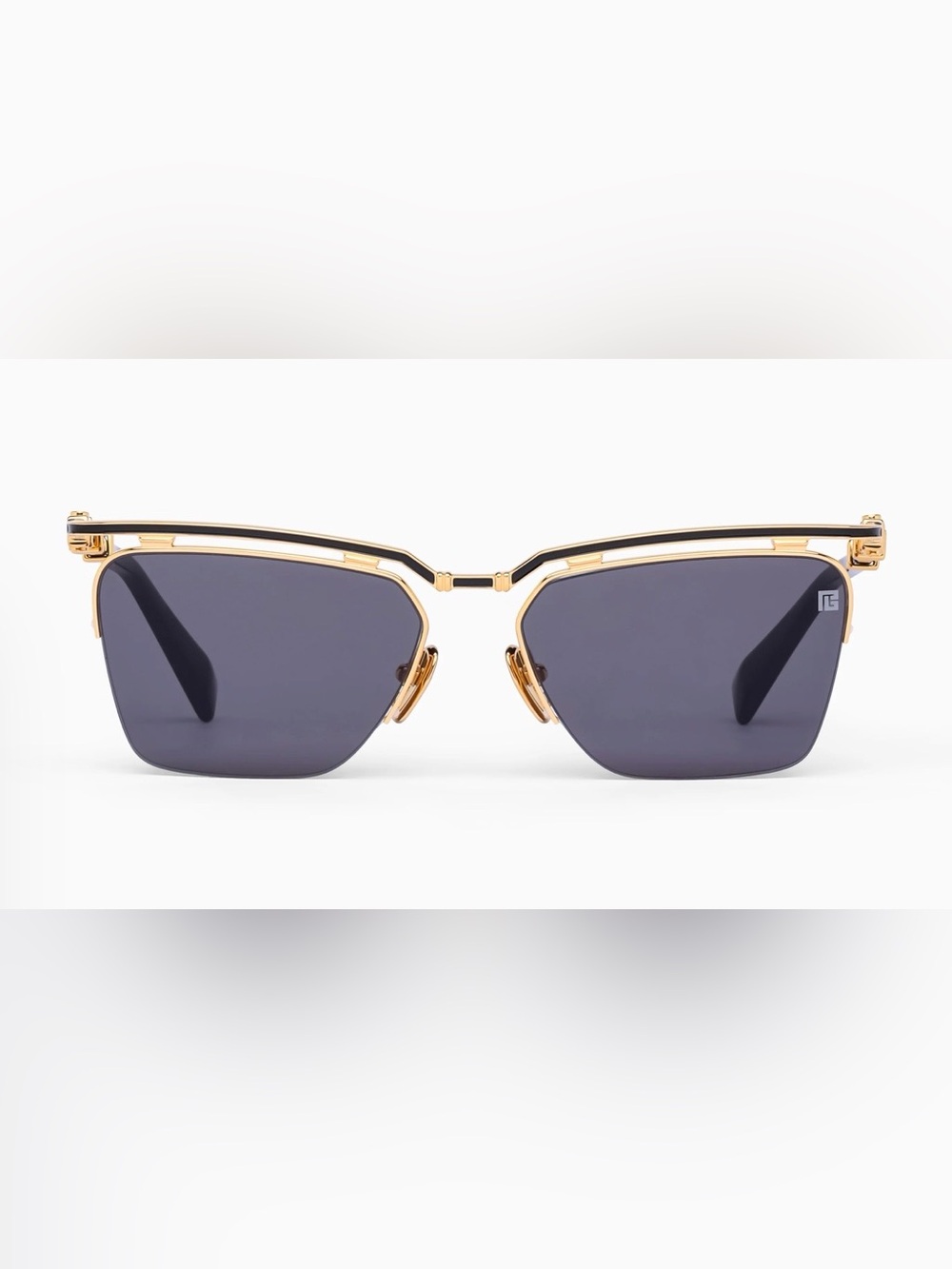 Balmain Triumph II Sunglasses Gold Frame Sunglasses with Dark Grey Lenses